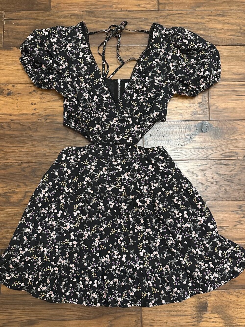 Sweet Lemon EUC Black Floral Print Dress